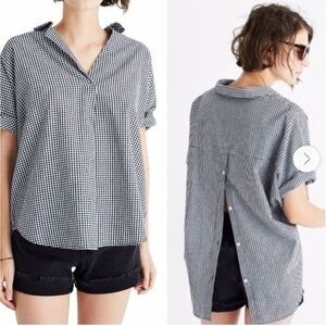 Madewell Black White Gingham Checkered Button Down Size small boxy oversized 90s